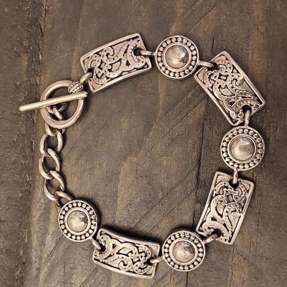 Premier Designs Silver Textured Panel   Bracelet